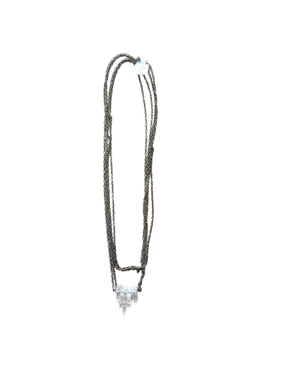 Brass Chain with Clear Stones Necklace